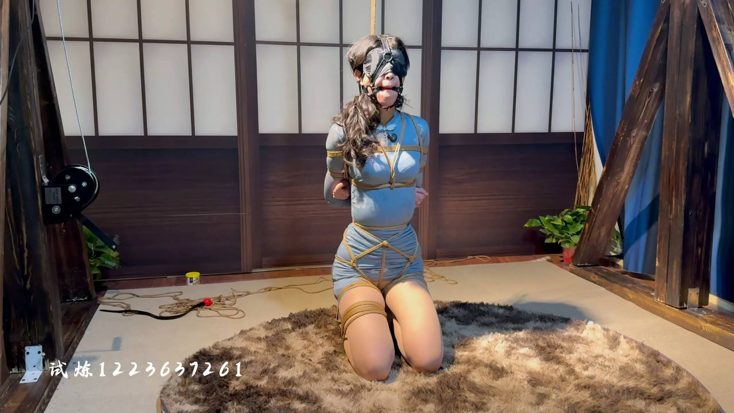 Screenshot 6 from Trial Original: Xiaoyuan’s Blue Cheongsam Bondage & Stockings