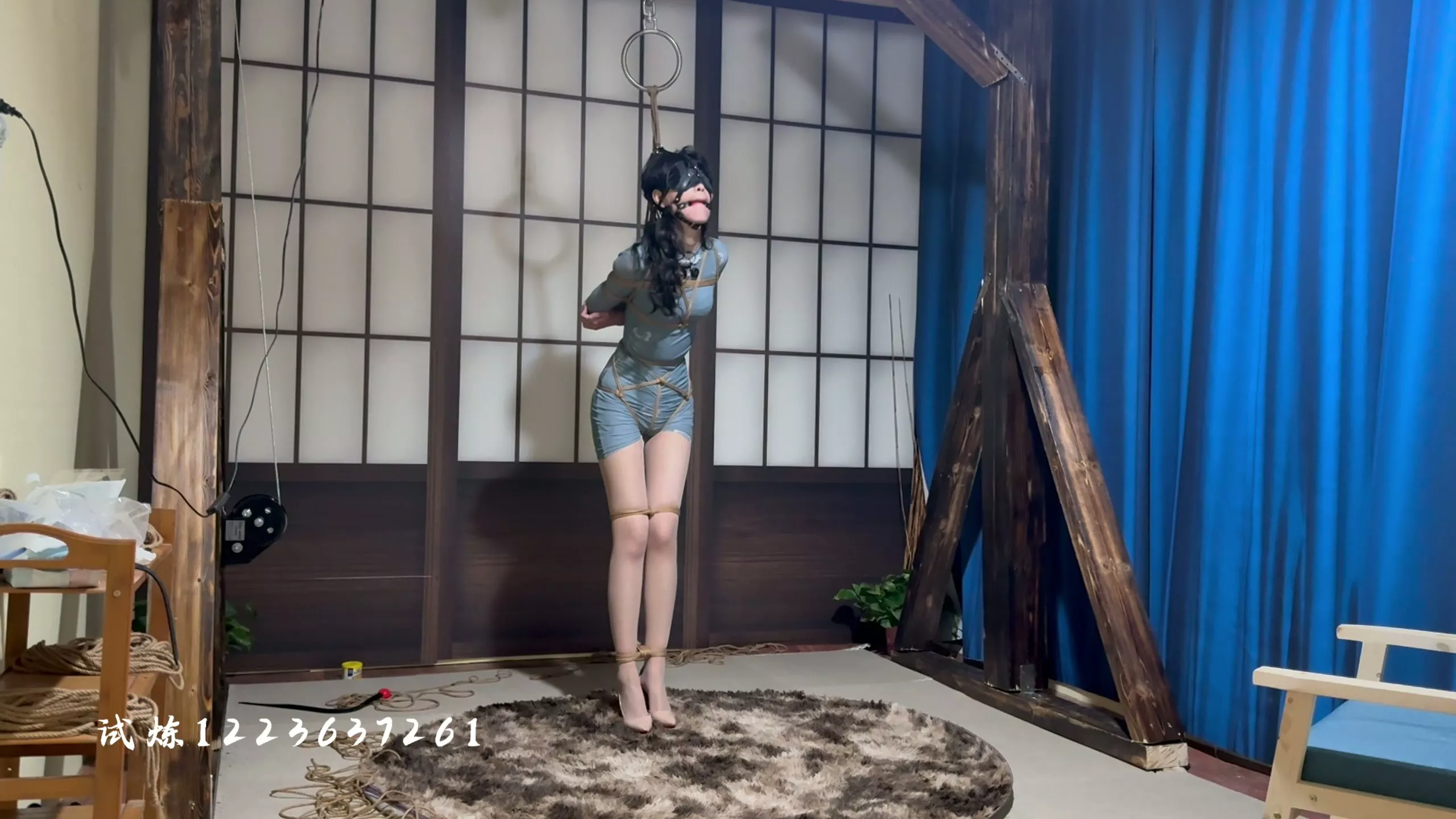 Screenshot 7 from Trial Original: Xiaoyuan’s Blue Cheongsam Bondage & Stockings