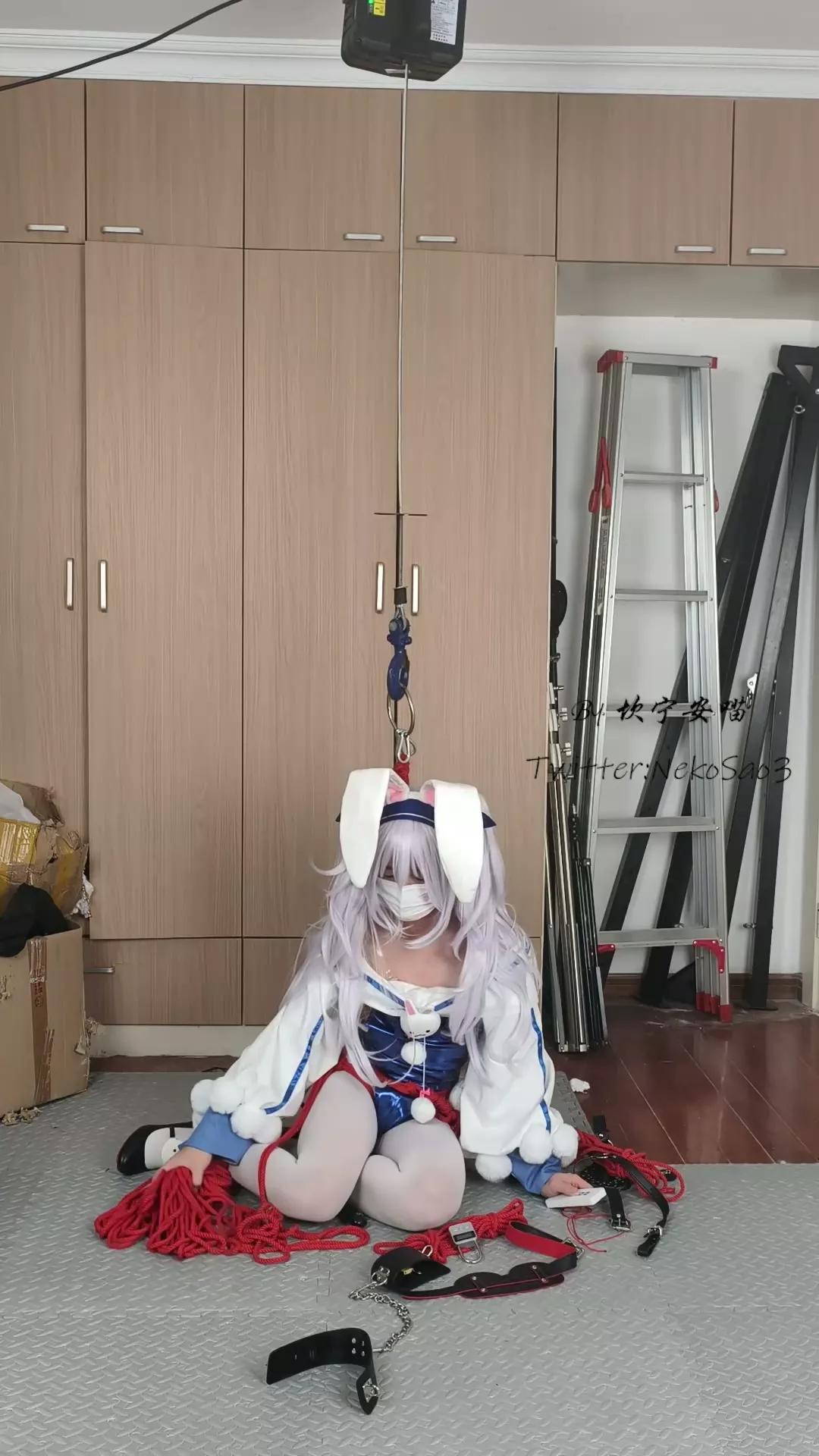 Screenshot 2 from Kan Meow: Azur Lane Laffey Bunny Girl Hogtie Self-Bondage