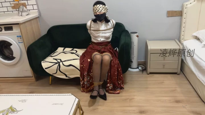 Bound Escape Challenge: Horse-face Skirt, Gray Stockings, Blindfold and Guillotine, Coyote