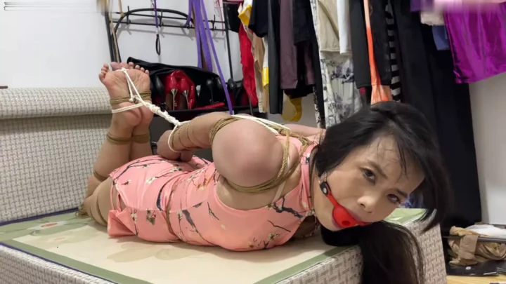 Bingyue’s Pink Cheongsam & Heels Hogtie: Full-Body Bondage