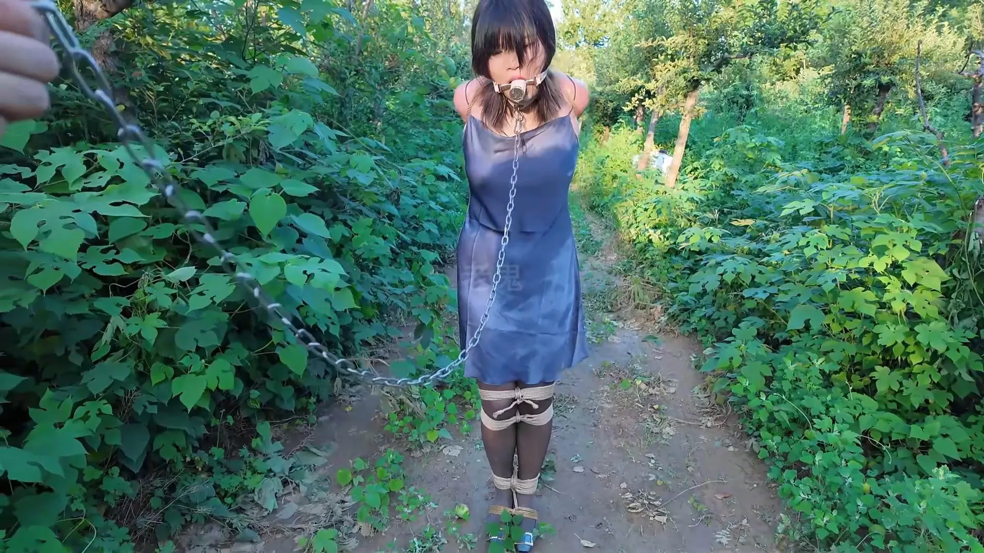Screenshot 1 from Wenwen’s Wilderness Ordeal: Frogtied & Gagged by Beloved by One Rope