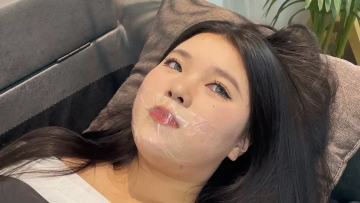 Screenshot 5 from Bound Art: Xiao Bei’s Waterproof Tape Gag & Stocking Struggle