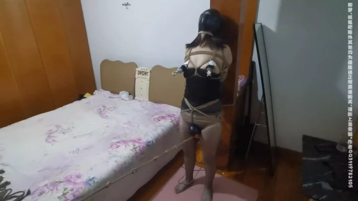 Uniform Temptation: Oiled Silk Rope Bondage & Tape Gag