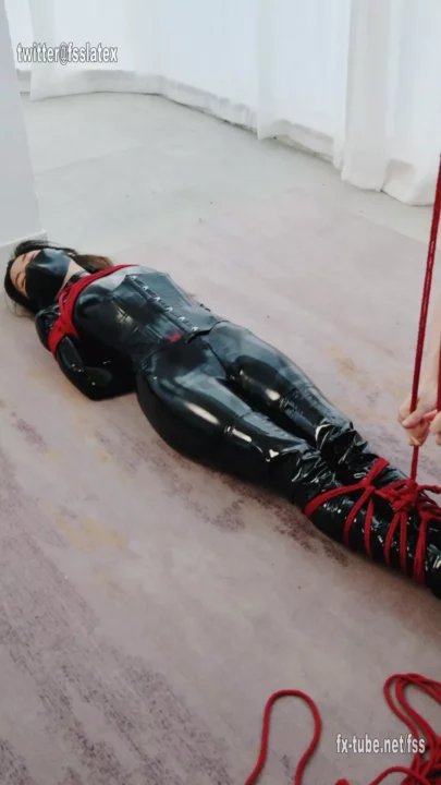 Screenshot 1 from fetishslavestudio: Dove’s Snake-Bound Suspension & Bag Play