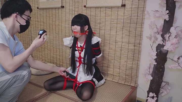 Screenshot 6 from Black silk and red rope maid sister bondage training