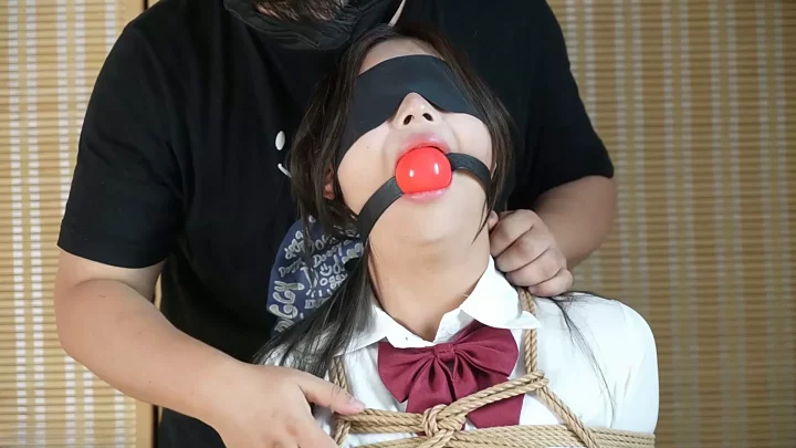 Screenshot 5 from Xiaohan’s Gag Training: JK Black Silk & Chair Bondage