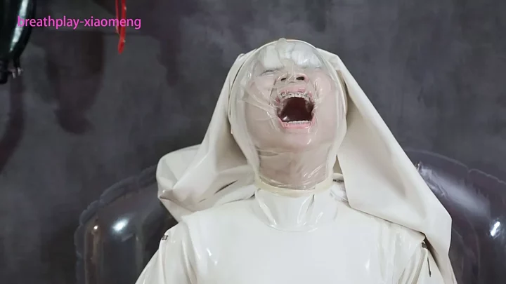 Screenshot 8 from White nun latex suit suffocates