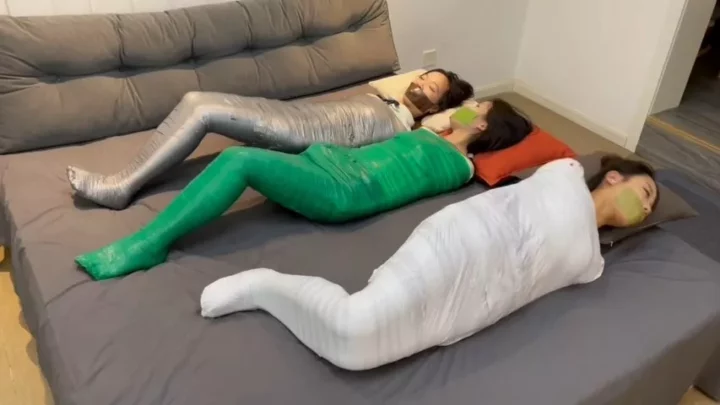 Taped & Tied: Three Asian Girls’ Mummy Wrap Escape Challenge