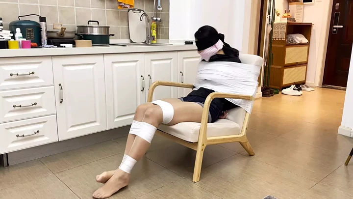 Bound Art Records: Chinese Frogtie & Tape Gag Chair Bondage