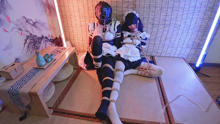 Renting adventure (Part 2) Double Maids Tied Up, Trained, and KJ Training