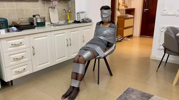 Screenshot 1 from Silver Tape Bondage: Bound Art Records’ Chinese Chair Tie